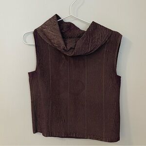 Dusan Purple Size Small Pleated Sleeveless Turtleneck